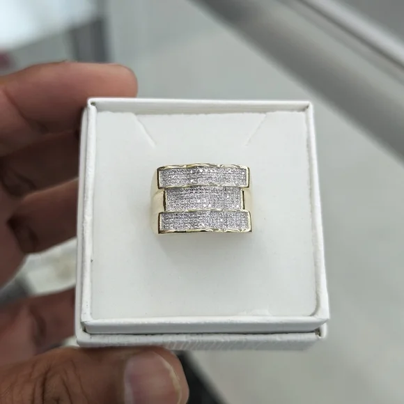 Real Natural Diamond 10kt Gold Ring For Men